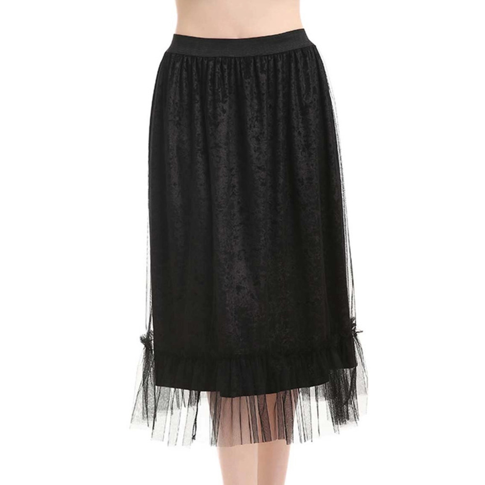 2260C BLACK  Caviar Crushed Velvet Suspension Skirt One Size - Picture 2 of 2